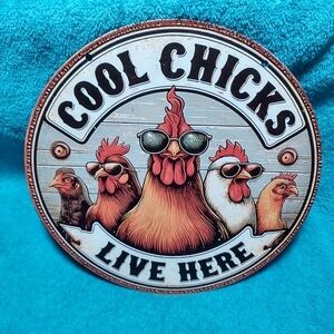 Cool Chicks Metal Sign wall art